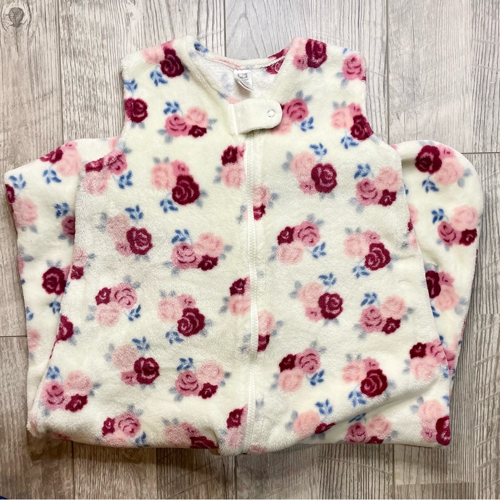 Fleece Rose Floral Sleep Sack Zip Up 18-24M
